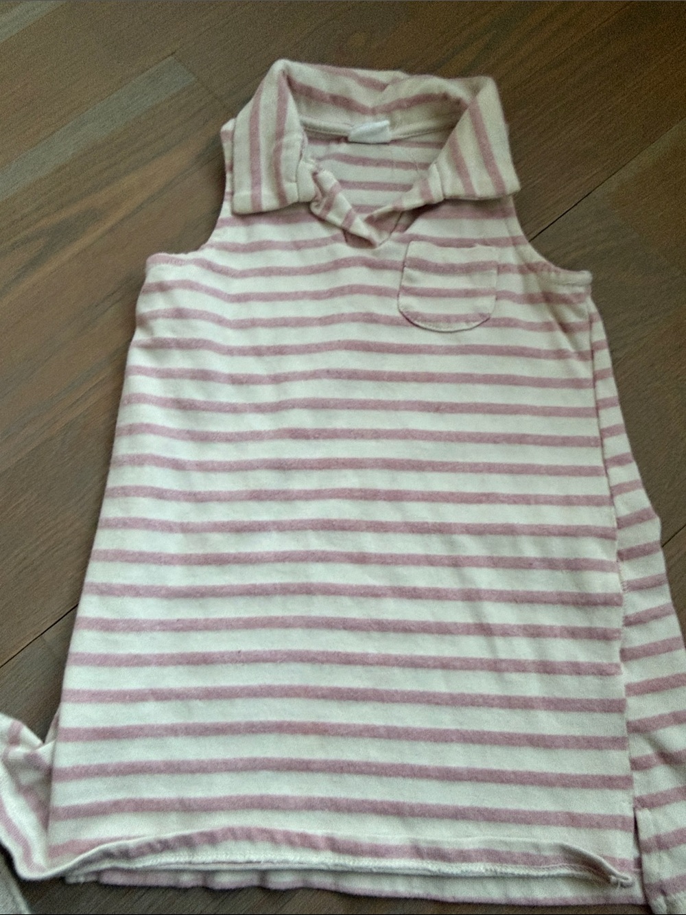 Zara Sleeveless Pink and Cream Striped Polo Dress